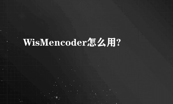 WisMencoder怎么用?