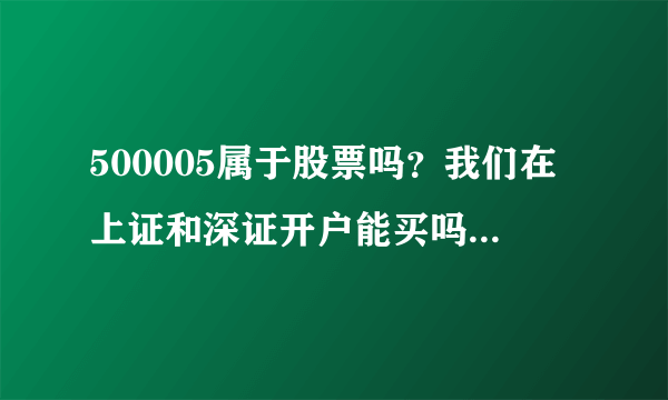 500005属于股票吗？我们在上证和深证开户能买吗？需要手续吗？