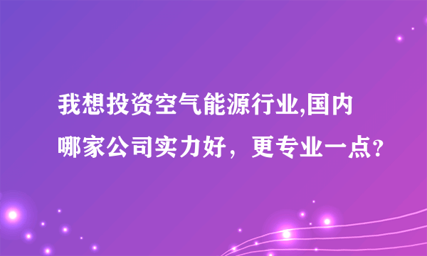 我想投资空气能源行业,国内哪家公司实力好，更专业一点？