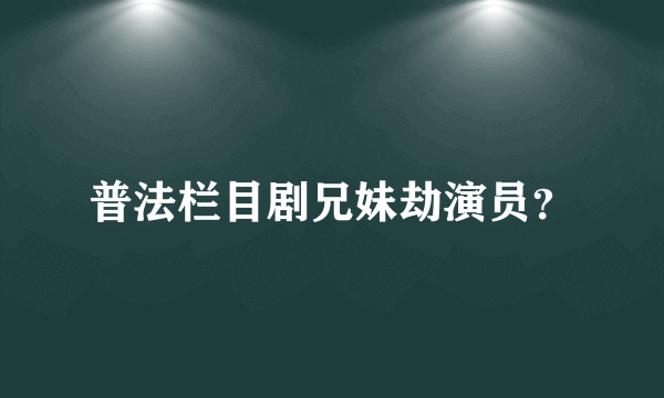 普法栏目剧兄妹劫演员？