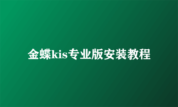 金蝶kis专业版安装教程