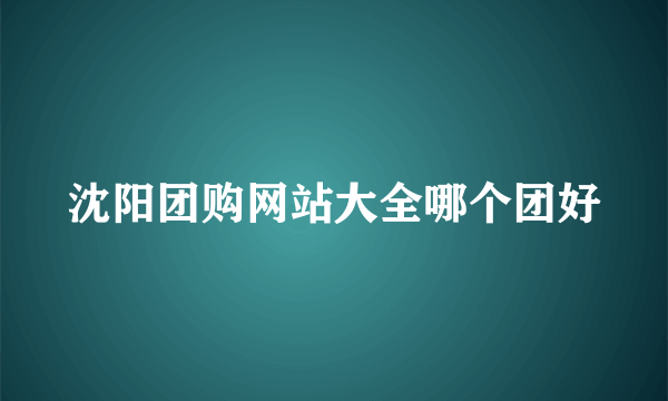 沈阳团购网站大全哪个团好