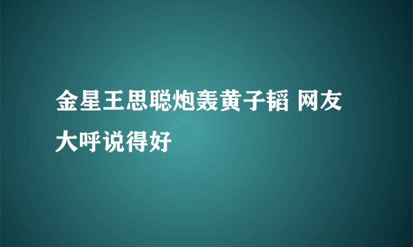 金星王思聪炮轰黄子韬 网友大呼说得好