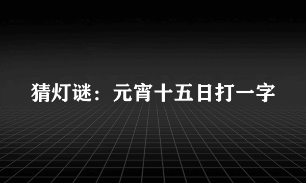 猜灯谜：元宵十五日打一字