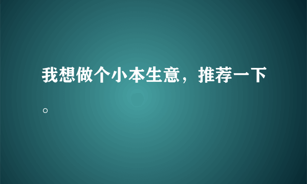 我想做个小本生意，推荐一下。