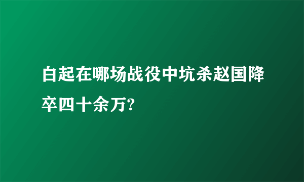 白起在哪场战役中坑杀赵国降卒四十余万?