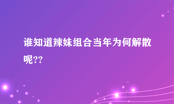 谁知道辣妹组合当年为何解散呢??