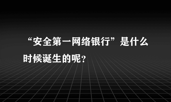 “安全第一网络银行”是什么时候诞生的呢？