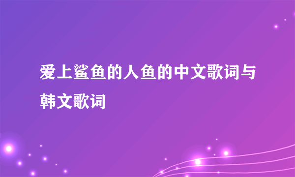 爱上鲨鱼的人鱼的中文歌词与韩文歌词