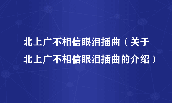 北上广不相信眼泪插曲（关于北上广不相信眼泪插曲的介绍）