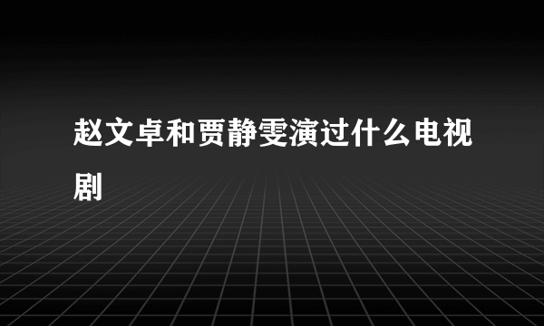 赵文卓和贾静雯演过什么电视剧