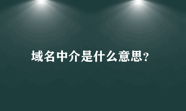 域名中介是什么意思？