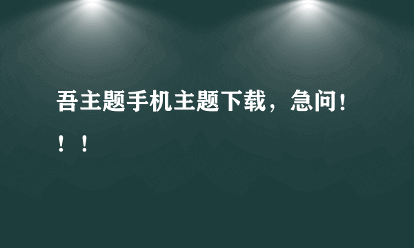 吾主题手机主题下载，急问！！！