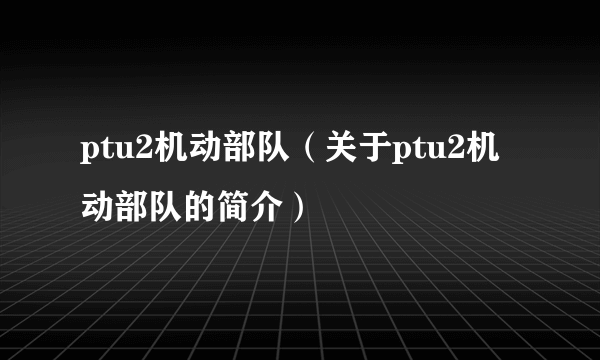 ptu2机动部队（关于ptu2机动部队的简介）