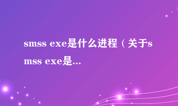 smss exe是什么进程（关于smss exe是什么进程的介绍）