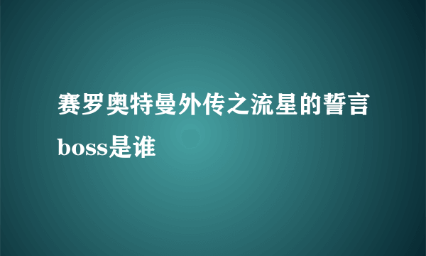 赛罗奥特曼外传之流星的誓言boss是谁