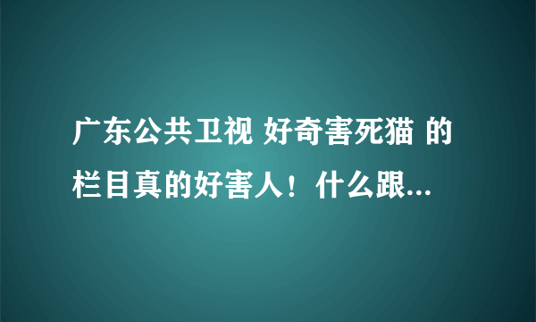 广东公共卫视 好奇害死猫 的栏目真的好害人！什么跟踪的，我看不下去了！觉得要投诉的来提个意见！