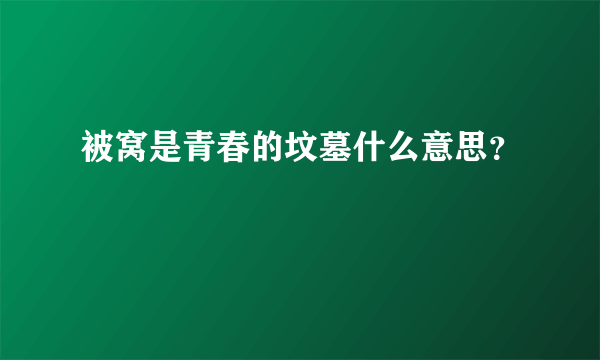 被窝是青春的坟墓什么意思？