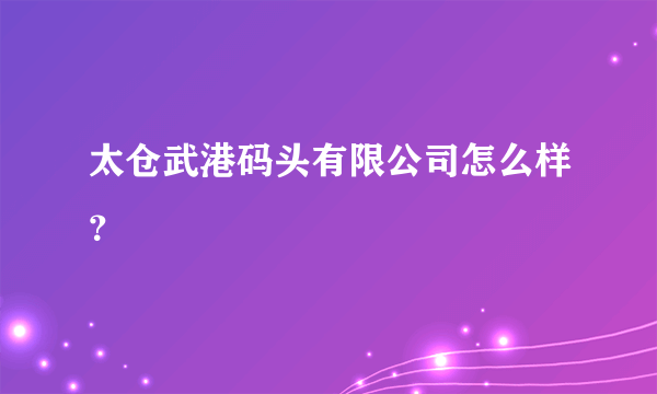 太仓武港码头有限公司怎么样？