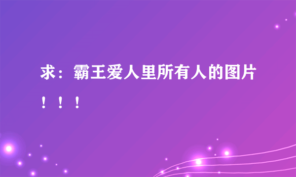 求：霸王爱人里所有人的图片！！！