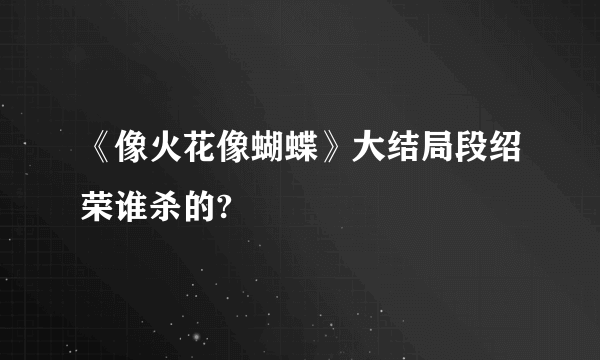 《像火花像蝴蝶》大结局段绍荣谁杀的?