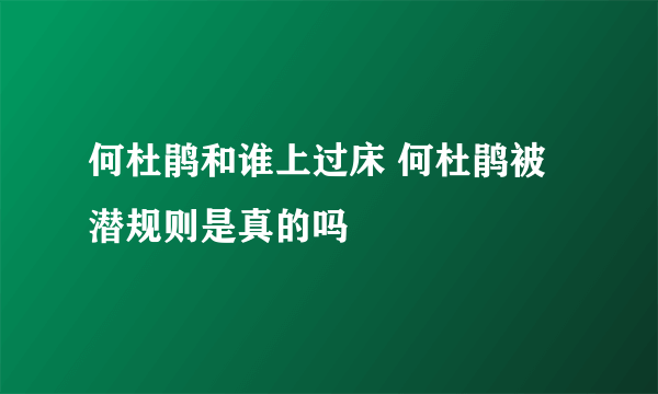 何杜鹃和谁上过床 何杜鹃被潜规则是真的吗