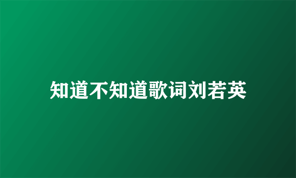 知道不知道歌词刘若英