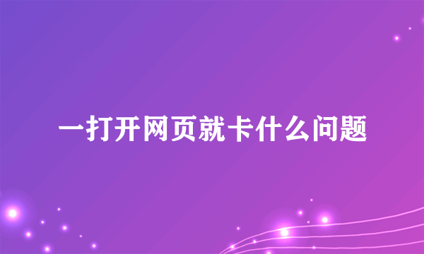 一打开网页就卡什么问题