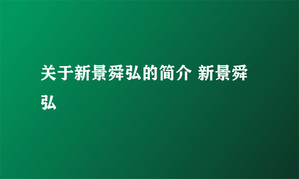 关于新景舜弘的简介 新景舜弘