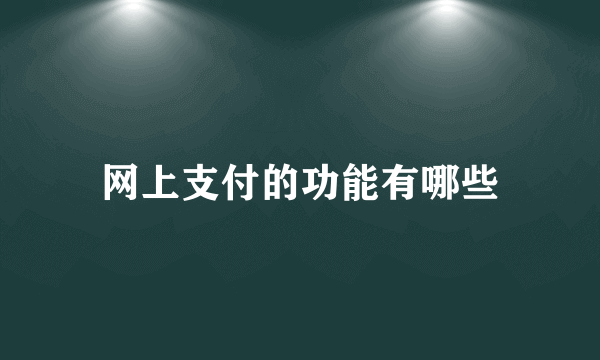 网上支付的功能有哪些