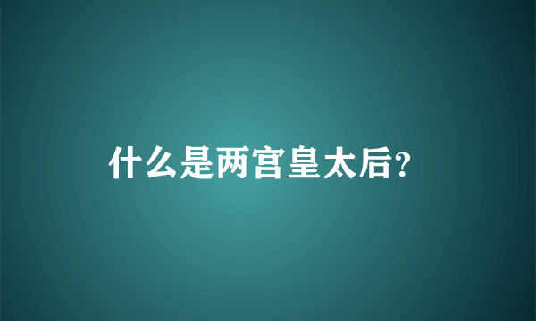 什么是两宫皇太后？