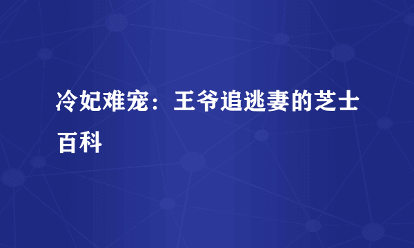 冷妃难宠：王爷追逃妻的芝士百科