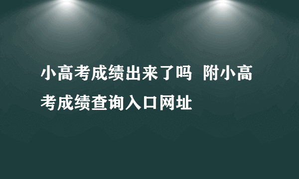 小高考成绩出来了吗  附小高考成绩查询入口网址