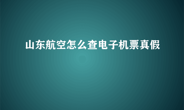 山东航空怎么查电子机票真假