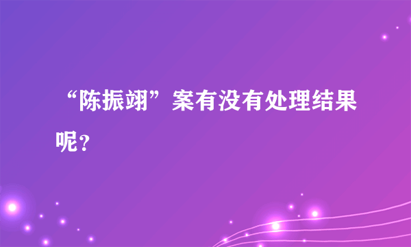 “陈振翊”案有没有处理结果呢？