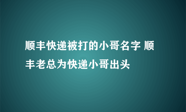 顺丰快递被打的小哥名字 顺丰老总为快递小哥出头