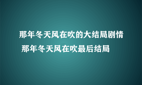 那年冬天风在吹的大结局剧情 那年冬天风在吹最后结局