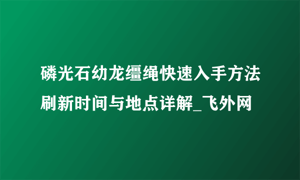 磷光石幼龙缰绳快速入手方法刷新时间与地点详解_飞外网