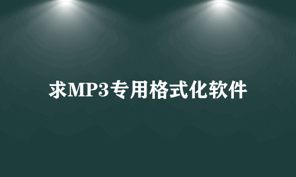 求MP3专用格式化软件