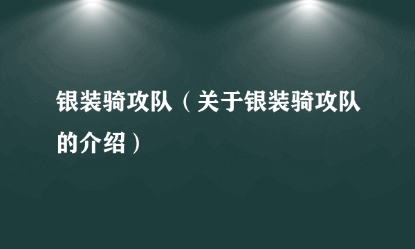 银装骑攻队（关于银装骑攻队的介绍）