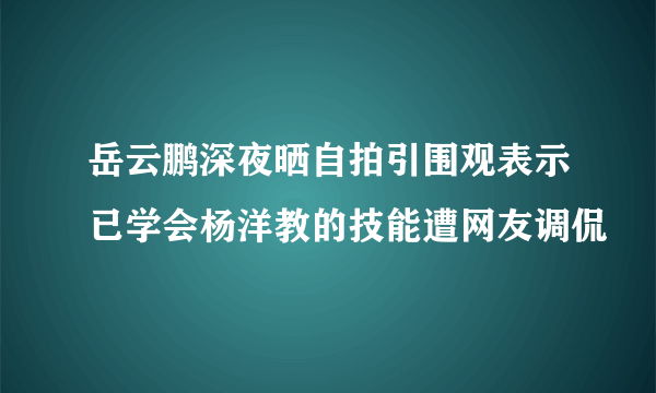 岳云鹏深夜晒自拍引围观表示已学会杨洋教的技能遭网友调侃