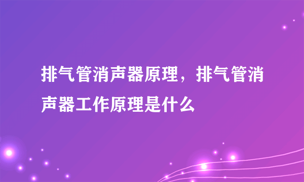 排气管消声器原理，排气管消声器工作原理是什么