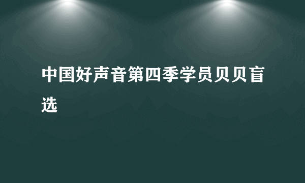 中国好声音第四季学员贝贝盲选