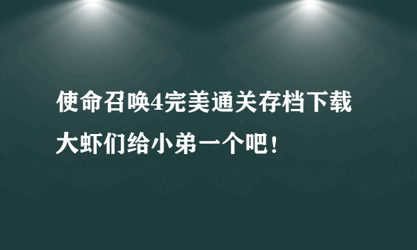 使命召唤4完美通关存档下载大虾们给小弟一个吧！