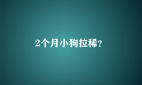 2个月小狗拉稀？