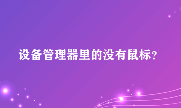 设备管理器里的没有鼠标？