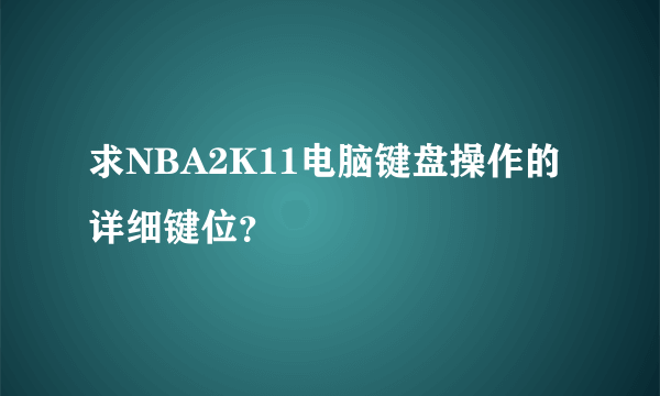 求NBA2K11电脑键盘操作的详细键位？