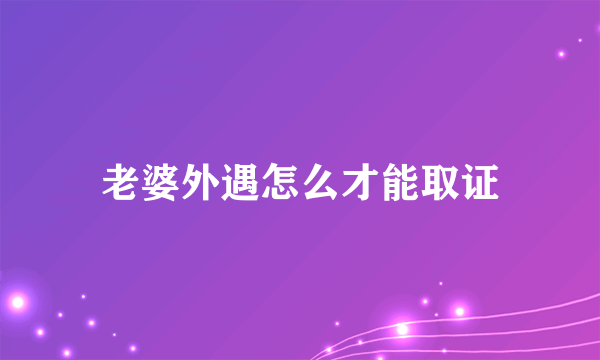 老婆外遇怎么才能取证