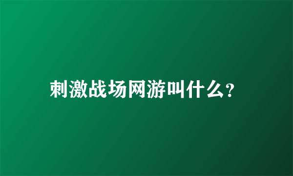 刺激战场网游叫什么？