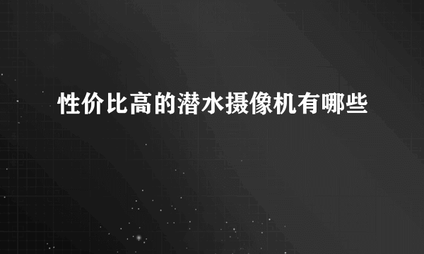 性价比高的潜水摄像机有哪些